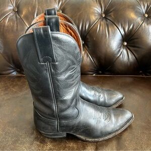 Alberta Boots Men’s Black Leather Western Cowboy Boots size 8EE (Extra Large)